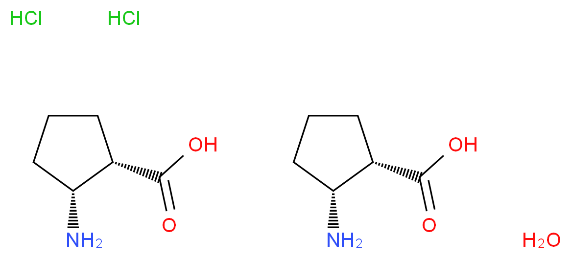 (1S,2R)-(+)-2-Amino-1-cyclopentanecarboxylic acid hydrochloride hemihydrate_分子结构_CAS_128052-92-6(anhydrous))