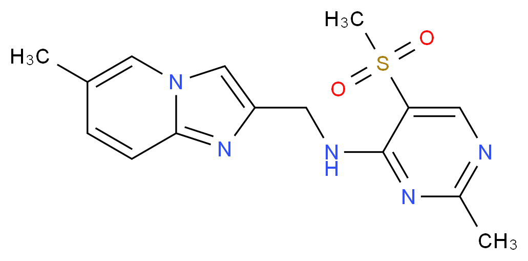 2-methyl-N-[(6-methylimidazo[1,2-a]pyridin-2-yl)methyl]-5-(methylsulfonyl)pyrimidin-4-amine_分子结构_CAS_)