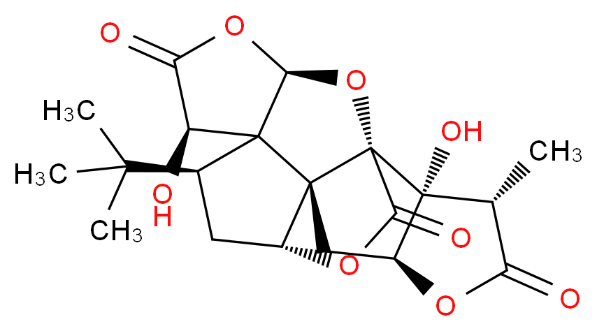 (1R,3R,6R,7S,8S,10R,11S,13S,16S,17R)-8-tert-butyl-6,17-dihydroxy-16-methyl-2,4,14,19-tetraoxahexacyclo[8.7.2.0^{1,11}.0^{3,7}.0^{7,11}.0^{13,17}]nonadecane-5,15,18-trione_分子结构_CAS_15291-75-5