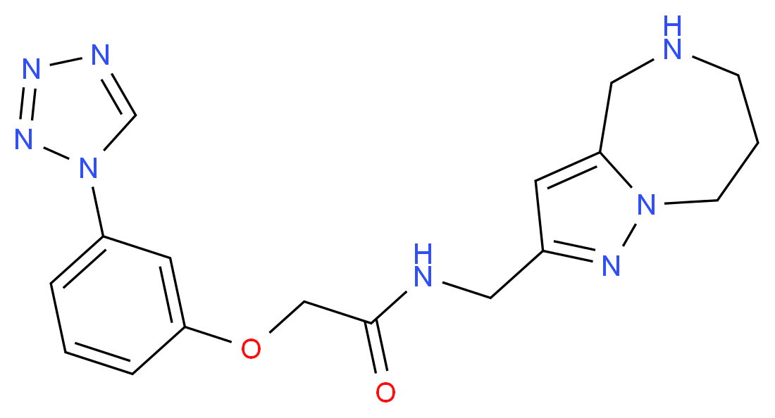 N-(5,6,7,8-tetrahydro-4H-pyrazolo[1,5-a][1,4]diazepin-2-ylmethyl)-2-[3-(1H-tetrazol-1-yl)phenoxy]acetamide_分子结构_CAS_)