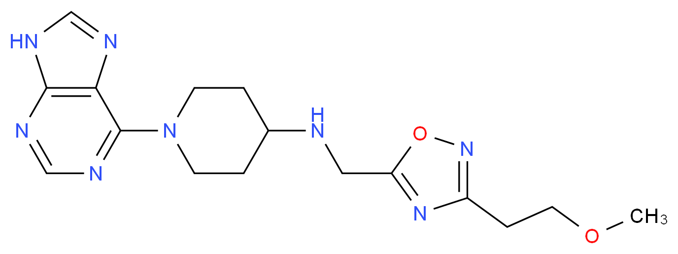 N-{[3-(2-methoxyethyl)-1,2,4-oxadiazol-5-yl]methyl}-1-(9H-purin-6-yl)piperidin-4-amine_分子结构_CAS_)