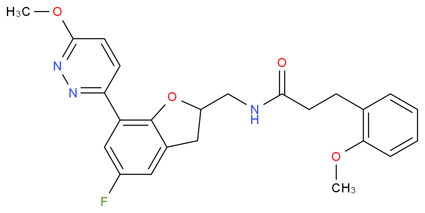 N-{[5-fluoro-7-(6-methoxy-3-pyridazinyl)-2,3-dihydro-1-benzofuran-2-yl]methyl}-3-(2-methoxyphenyl)propanamide_分子结构_CAS_)