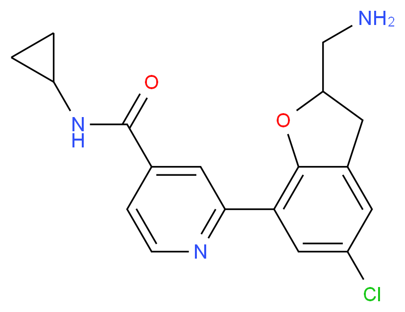 2-[2-(aminomethyl)-5-chloro-2,3-dihydro-1-benzofuran-7-yl]-N-cyclopropylisonicotinamide_分子结构_CAS_)