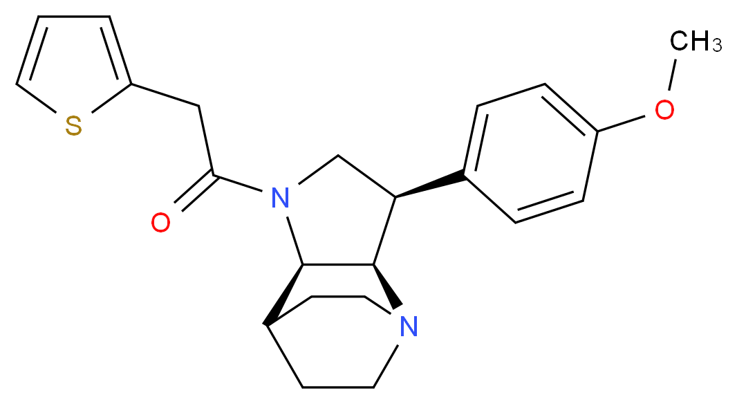 (3R*,3aR*,7aR*)-3-(4-methoxyphenyl)-1-(2-thienylacetyl)octahydro-4,7-ethanopyrrolo[3,2-b]pyridine_分子结构_CAS_)