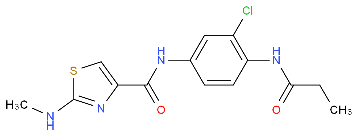 N-[3-chloro-4-(propionylamino)phenyl]-2-(methylamino)-1,3-thiazole-4-carboxamide_分子结构_CAS_)