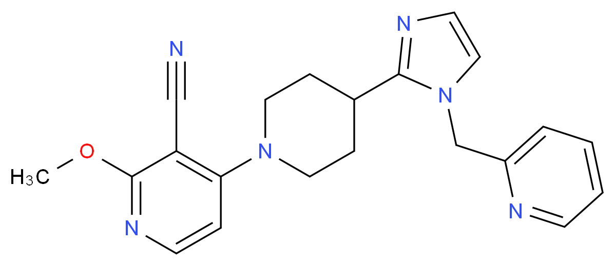 2-methoxy-4-{4-[1-(pyridin-2-ylmethyl)-1H-imidazol-2-yl]piperidin-1-yl}nicotinonitrile_分子结构_CAS_)
