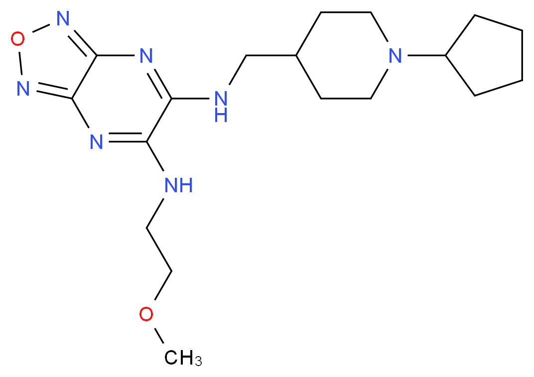 N-[(1-cyclopentyl-4-piperidinyl)methyl]-N'-(2-methoxyethyl)[1,2,5]oxadiazolo[3,4-b]pyrazine-5,6-diamine_分子结构_CAS_)