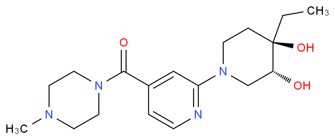 (3R*,4R*)-4-ethyl-1-{4-[(4-methylpiperazin-1-yl)carbonyl]pyridin-2-yl}piperidine-3,4-diol_分子结构_CAS_)