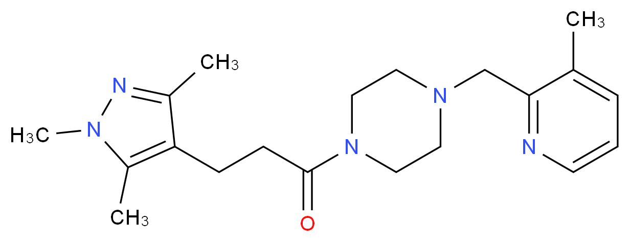 1-[(3-methyl-2-pyridinyl)methyl]-4-[3-(1,3,5-trimethyl-1H-pyrazol-4-yl)propanoyl]piperazine_分子结构_CAS_)