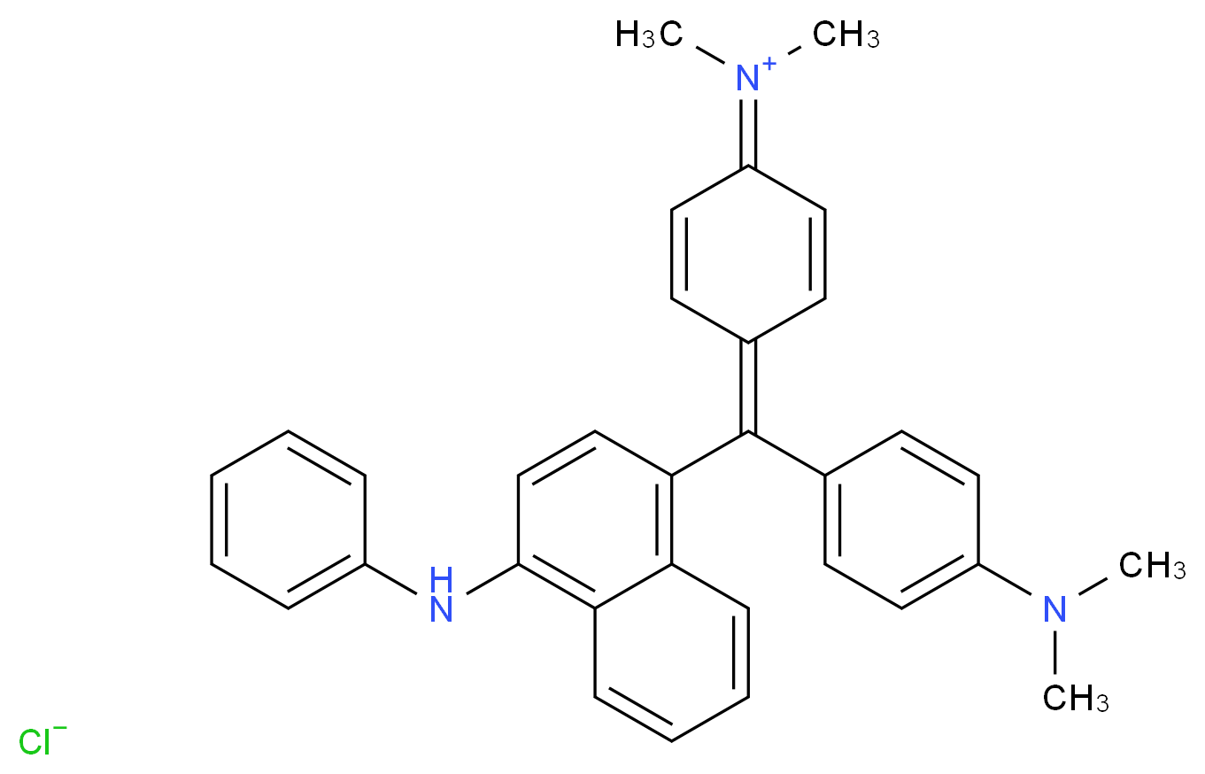 4-{[4-(dimethylamino)phenyl][4-(phenylamino)naphthalen-1-yl]methylidene}-N,N-dimethylcyclohexa-2,5-dien-1-iminium chloride_分子结构_CAS_2580-56-5