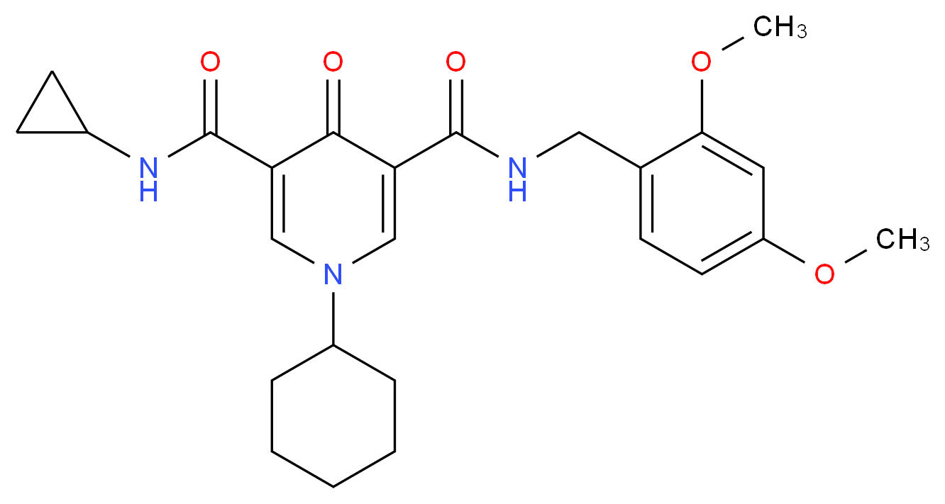 1-cyclohexyl-N-cyclopropyl-N'-(2,4-dimethoxybenzyl)-4-oxo-1,4-dihydro-3,5-pyridinedicarboxamide_分子结构_CAS_)
