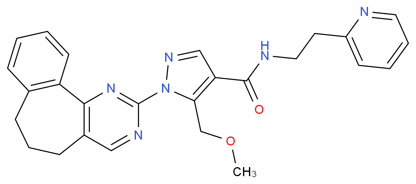1-(6,7-dihydro-5H-benzo[6,7]cyclohepta[1,2-d]pyrimidin-2-yl)-5-(methoxymethyl)-N-[2-(2-pyridinyl)ethyl]-1H-pyrazole-4-carboxamide_分子结构_CAS_)