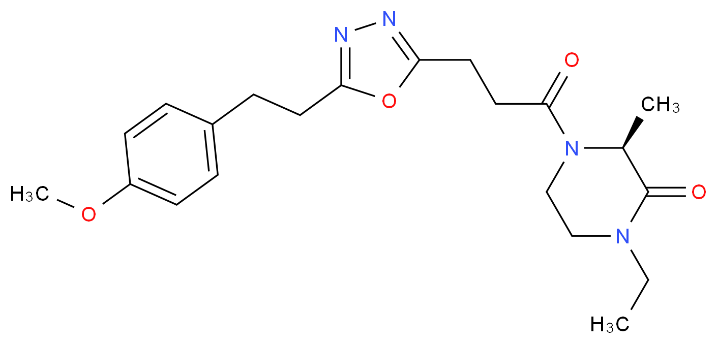 (3S*)-1-ethyl-4-(3-{5-[2-(4-methoxyphenyl)ethyl]-1,3,4-oxadiazol-2-yl}propanoyl)-3-methyl-2-piperazinone_分子结构_CAS_)