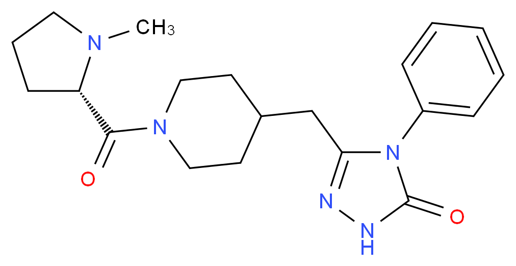 5-[(1-{[(2S)-1-methylpyrrolidin-2-yl]carbonyl}piperidin-4-yl)methyl]-4-phenyl-2,4-dihydro-3H-1,2,4-triazol-3-one_分子结构_CAS_)