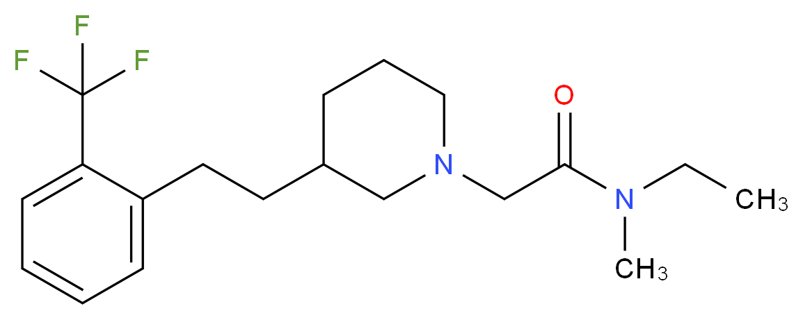 N-ethyl-N-methyl-2-(3-{2-[2-(trifluoromethyl)phenyl]ethyl}-1-piperidinyl)acetamide_分子结构_CAS_)