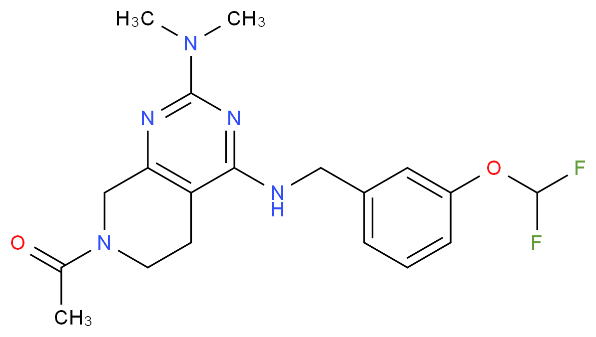 7-acetyl-N~4~-[3-(difluoromethoxy)benzyl]-N~2~,N~2~-dimethyl-5,6,7,8-tetrahydropyrido[3,4-d]pyrimidine-2,4-diamine_分子结构_CAS_)