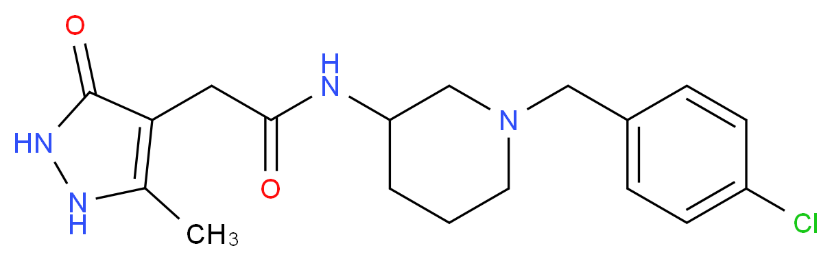 N-[1-(4-chlorobenzyl)-3-piperidinyl]-2-(5-methyl-3-oxo-2,3-dihydro-1H-pyrazol-4-yl)acetamide_分子结构_CAS_)