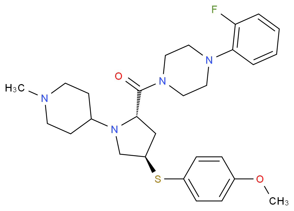 1-(2-fluorophenyl)-4-[(4R)-4-[(4-methoxyphenyl)thio]-1-(1-methyl-4-piperidinyl)-L-prolyl]piperazine_分子结构_CAS_)