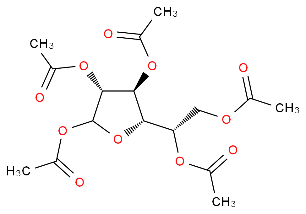 (1R)-2-(acetyloxy)-1-[(2S,3S,4R)-3,4,5-tris(acetyloxy)oxolan-2-yl]ethyl acetate_分子结构_CAS_62181-82-2