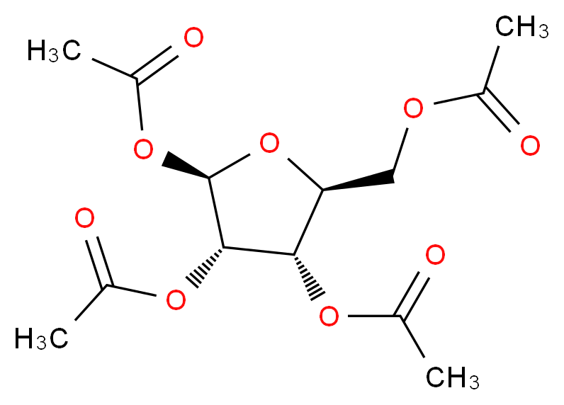 β-L-呋喃核糖 1,2,3,5-四-O-乙酸酯_分子结构_CAS_144490-03-9)