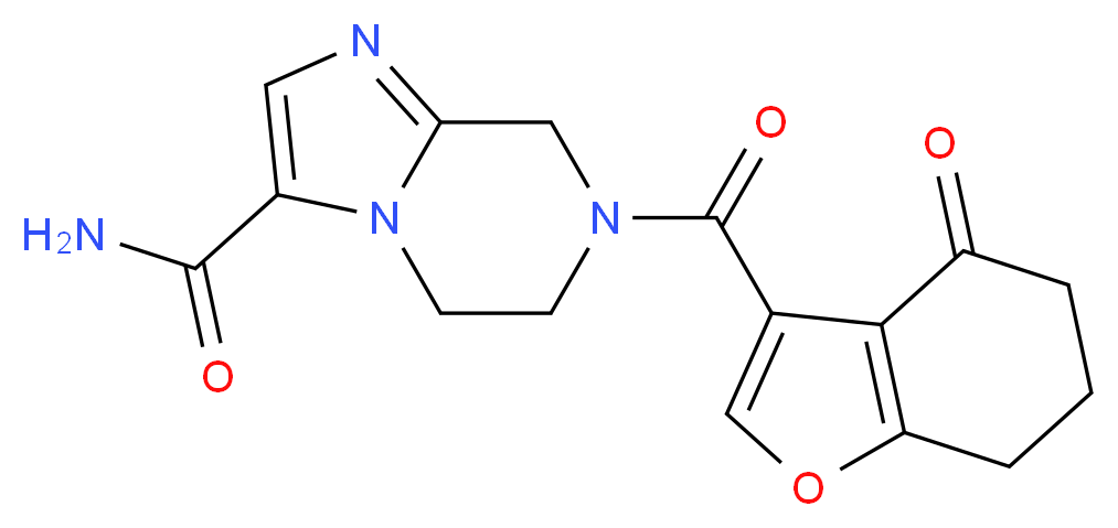 7-[(4-oxo-4,5,6,7-tetrahydro-1-benzofuran-3-yl)carbonyl]-5,6,7,8-tetrahydroimidazo[1,2-a]pyrazine-3-carboxamide_分子结构_CAS_)