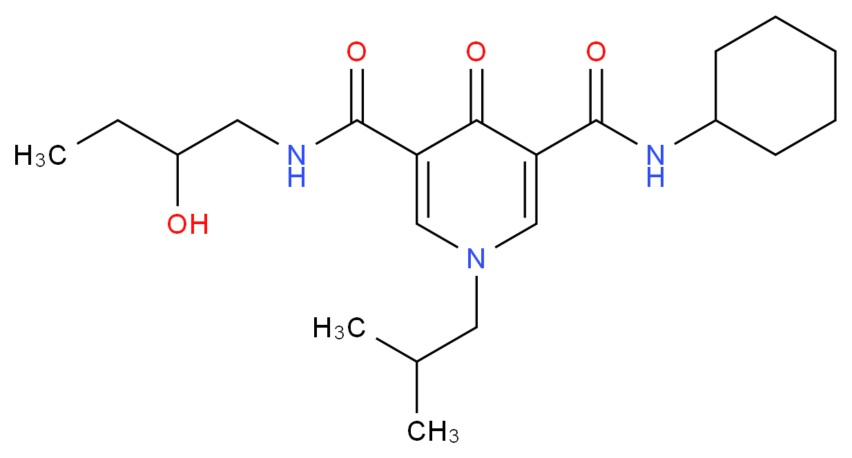 N-cyclohexyl-N'-(2-hydroxybutyl)-1-isobutyl-4-oxo-1,4-dihydro-3,5-pyridinedicarboxamide_分子结构_CAS_)