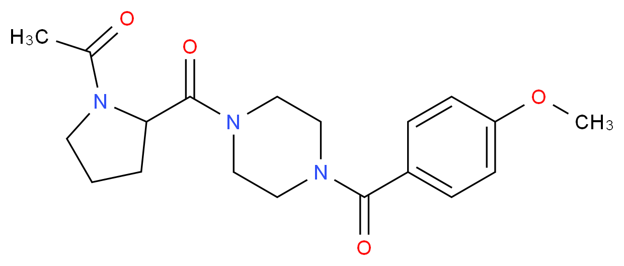 1-(1-acetylprolyl)-4-(4-methoxybenzoyl)piperazine_分子结构_CAS_)