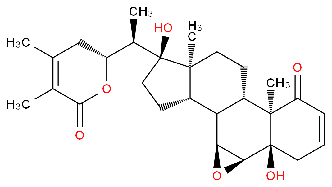 (1S,2S,4S,5R,10R,11S,14S,15S,18S)-15-[(1R)-1-[(2R)-4,5-dimethyl-6-oxo-3,6-dihydro-2H-pyran-2-yl]ethyl]-5,15-dihydroxy-10,14-dimethyl-3-oxapentacyclo[9.7.0.0<sup>2</sup>,<sup>4</sup>.0<sup>5</sup>,<sup>1</sup><sup>0</sup>.0<sup>1</sup><sup>4</sup>,<sup>1</sup><sup>8</sup>]octadec-7-en-9-one_分子结构_CAS_27570-38-3