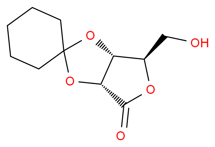 (3'aR,4'R,6'aR)-4'-(hydroxymethyl)-tetrahydrospiro[cyclohexane-1,2'-furo[3,4-d][1,3]dioxole]-6'-one_分子结构_CAS_27304-20-7