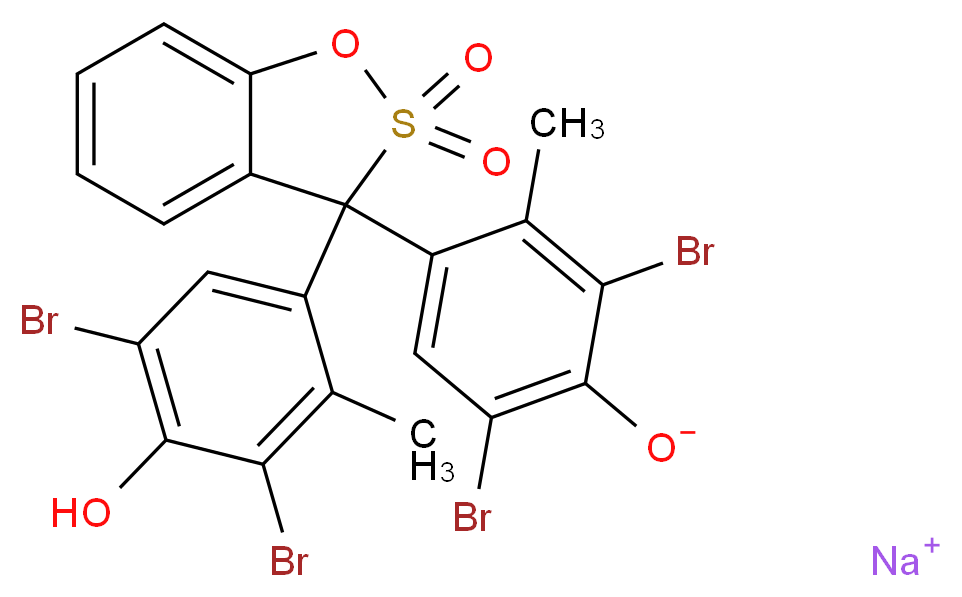sodium 2,6-dibromo-4-[3-(3,5-dibromo-4-hydroxy-2-methylphenyl)-2,2-dioxo-3H-1,2λ<sup>6</sup>-benzoxathiol-3-yl]-3-methylbenzen-1-olate_分子结构_CAS_62625-32-5