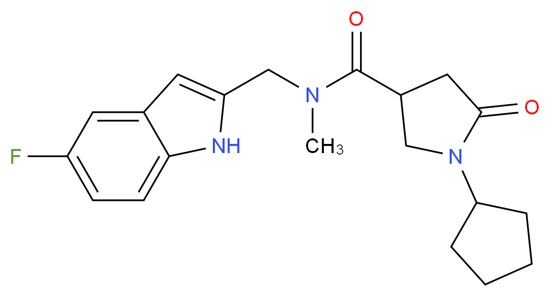 1-cyclopentyl-N-[(5-fluoro-1H-indol-2-yl)methyl]-N-methyl-5-oxo-3-pyrrolidinecarboxamide_分子结构_CAS_)