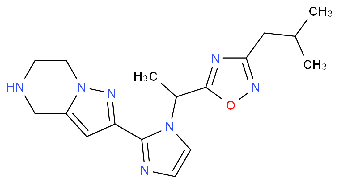 2-{1-[1-(3-isobutyl-1,2,4-oxadiazol-5-yl)ethyl]-1H-imidazol-2-yl}-4,5,6,7-tetrahydropyrazolo[1,5-a]pyrazine_分子结构_CAS_)