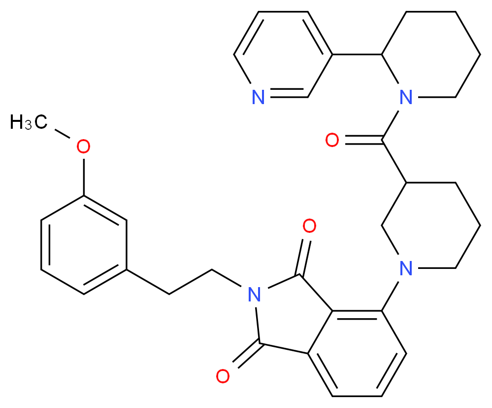 2-[2-(3-methoxyphenyl)ethyl]-4-(3-{[2-(3-pyridinyl)-1-piperidinyl]carbonyl}-1-piperidinyl)-1H-isoindole-1,3(2H)-dione_分子结构_CAS_)