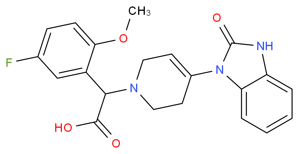 (5-fluoro-2-methoxyphenyl)[4-(2-oxo-2,3-dihydro-1H-benzimidazol-1-yl)-3,6-dihydropyridin-1(2H)-yl]acetic acid_分子结构_CAS_)