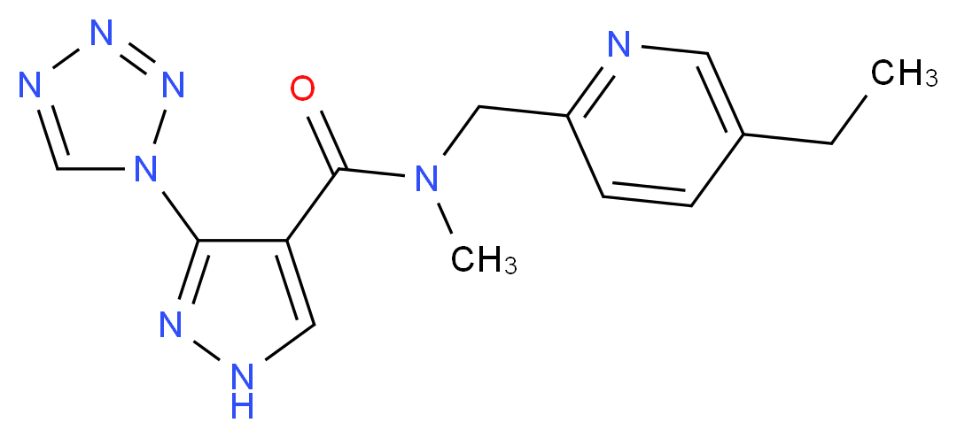 N-[(5-ethylpyridin-2-yl)methyl]-N-methyl-3-(1H-tetrazol-1-yl)-1H-pyrazole-4-carboxamide_分子结构_CAS_)