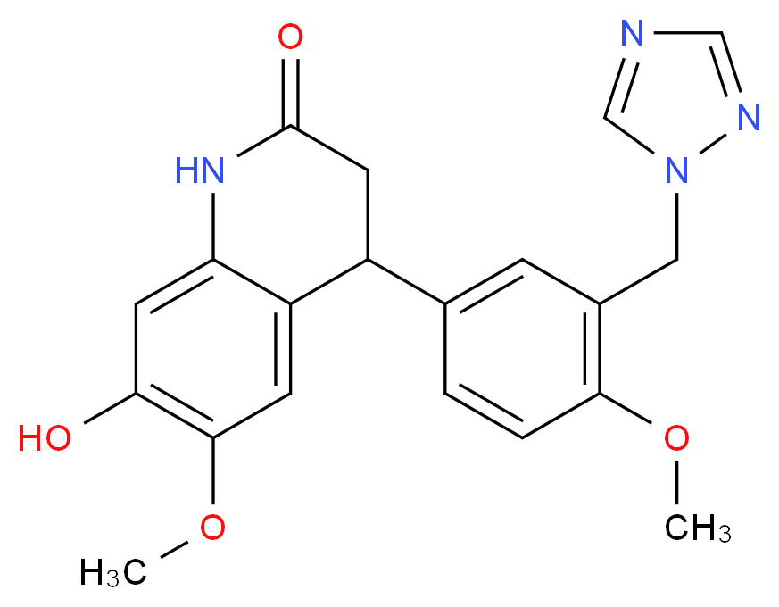 7-hydroxy-6-methoxy-4-[4-methoxy-3-(1H-1,2,4-triazol-1-ylmethyl)phenyl]-3,4-dihydroquinolin-2(1H)-one_分子结构_CAS_)