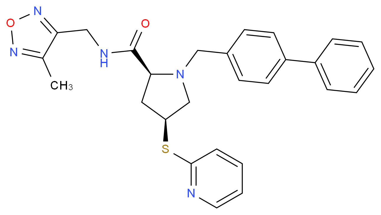 (4S)-1-(4-biphenylylmethyl)-N-[(4-methyl-1,2,5-oxadiazol-3-yl)methyl]-4-(2-pyridinylthio)-L-prolinamide_分子结构_CAS_)