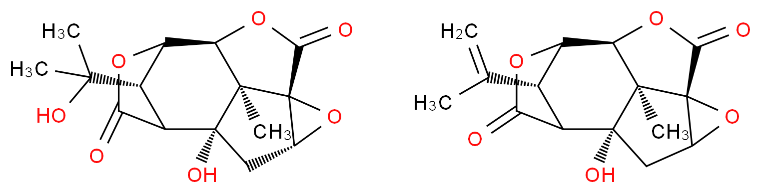 (1R,3R,5S,8S,13R,14S)-1-hydroxy-14-(2-hydroxypropan-2-yl)-13-methyl-4,7,10-trioxapentacyclo[6.4.1.1^{9,12}.0^{3,5}.0^{5,13}]tetradecane-6,11-dione; (1R,5S,8S,13R,14R)-1-hydroxy-13-methyl-14-(prop-1-en-2-yl)-4,7,10-trioxapentacyclo[6.4.1.1^{9,12}.0^{3,5}.0^{5,13}]tetradecane-6,11-dione_分子结构_CAS_124-87-8