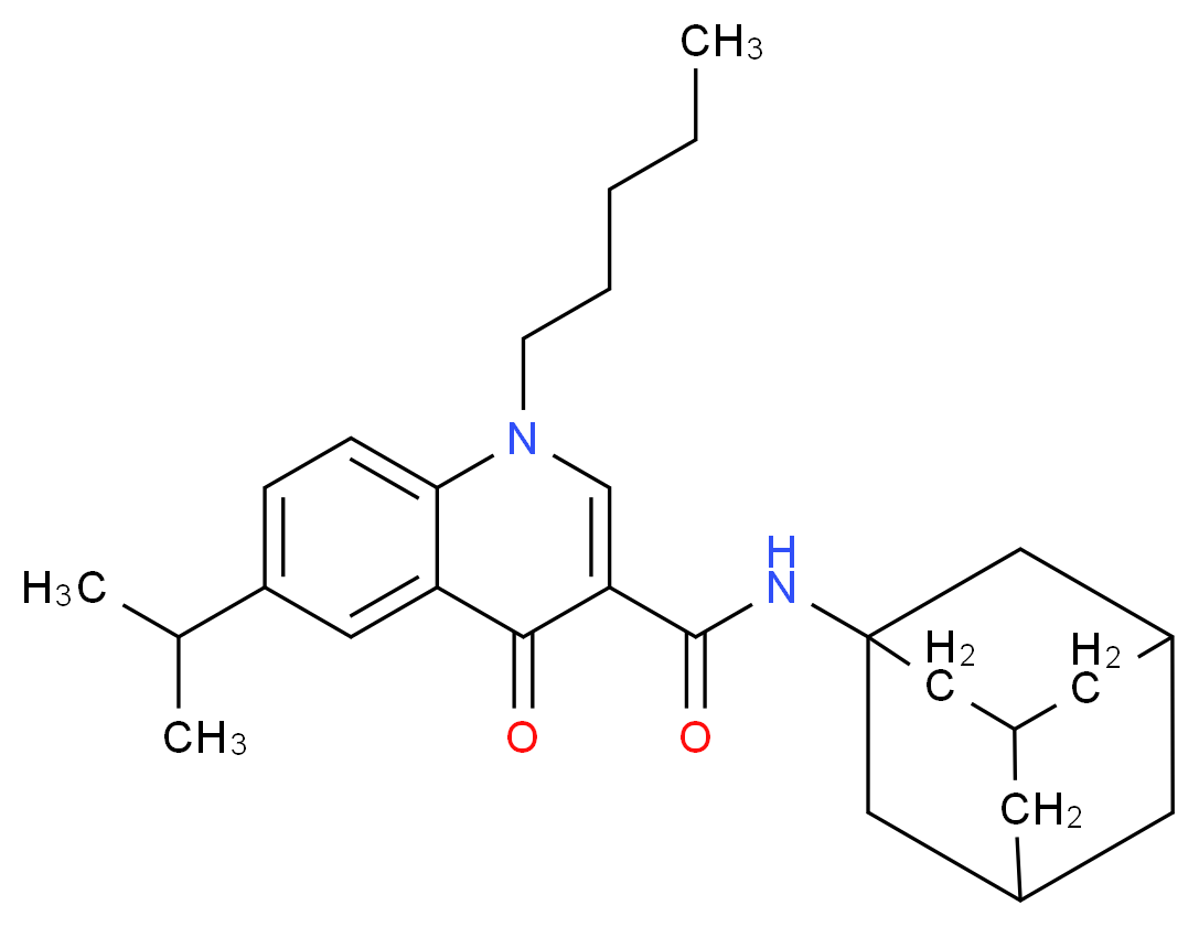 N-(adamantan-1-yl)-4-oxo-1-pentyl-6-(propan-2-yl)-1,4-dihydroquinoline-3-carboxamide_分子结构_CAS_1048038-90-9