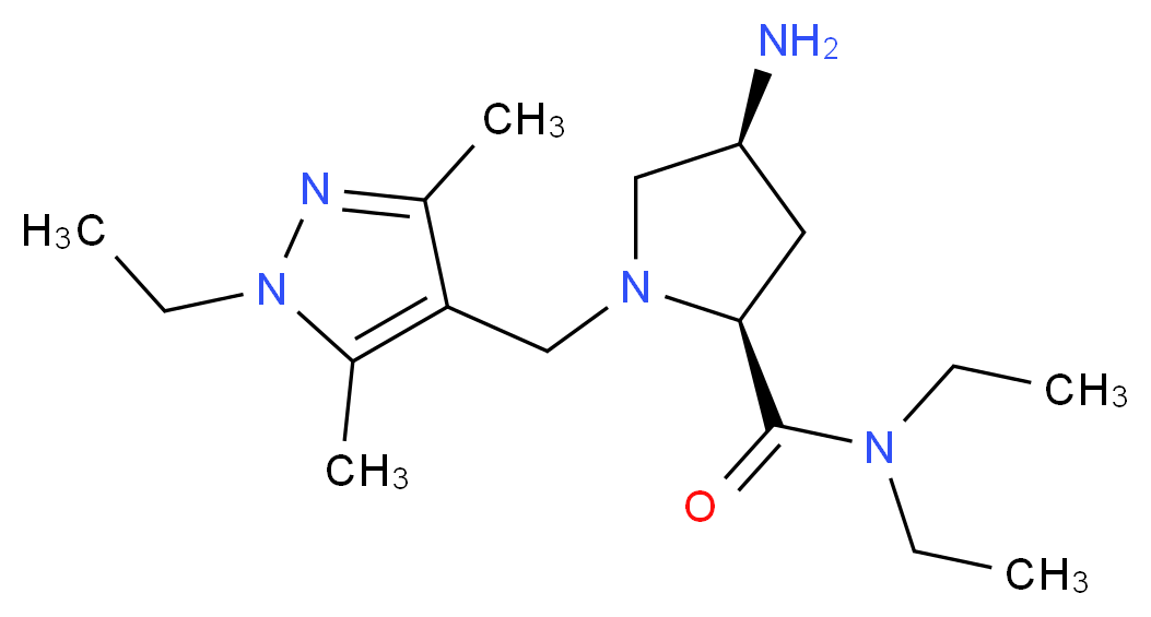 (2S,4S)-4-amino-N,N-diethyl-1-[(1-ethyl-3,5-dimethyl-1H-pyrazol-4-yl)methyl]pyrrolidine-2-carboxamide_分子结构_CAS_)