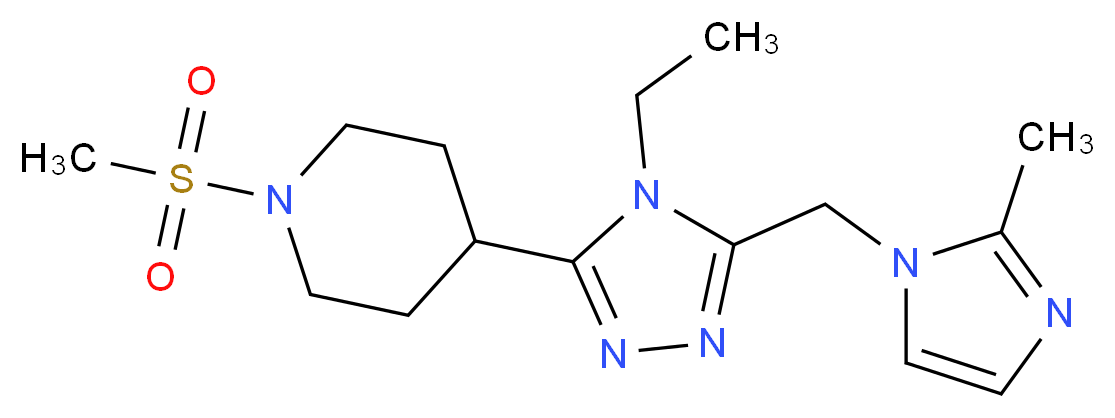 4-{4-ethyl-5-[(2-methyl-1H-imidazol-1-yl)methyl]-4H-1,2,4-triazol-3-yl}-1-(methylsulfonyl)piperidine_分子结构_CAS_)
