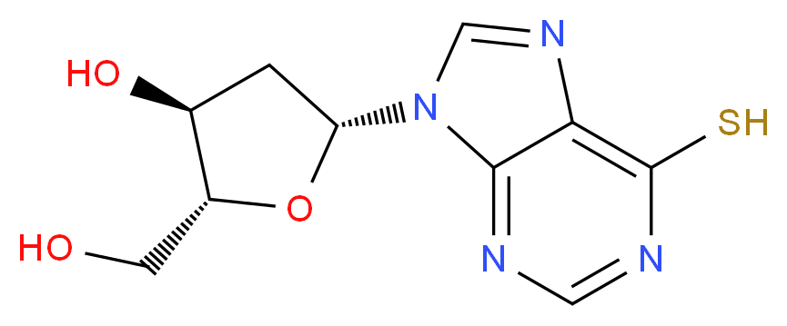 (2R,3S,5R)-2-(hydroxymethyl)-5-(6-sulfanyl-9H-purin-9-yl)oxolan-3-ol_分子结构_CAS_2239-64-7