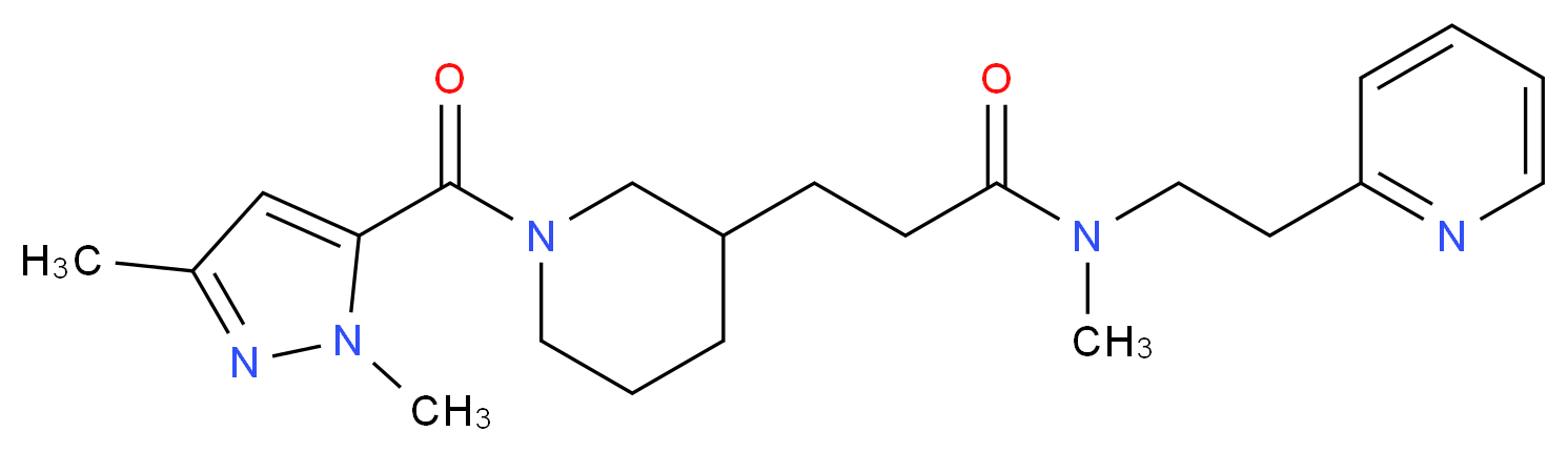 3-{1-[(1,3-dimethyl-1H-pyrazol-5-yl)carbonyl]-3-piperidinyl}-N-methyl-N-[2-(2-pyridinyl)ethyl]propanamide_分子结构_CAS_)