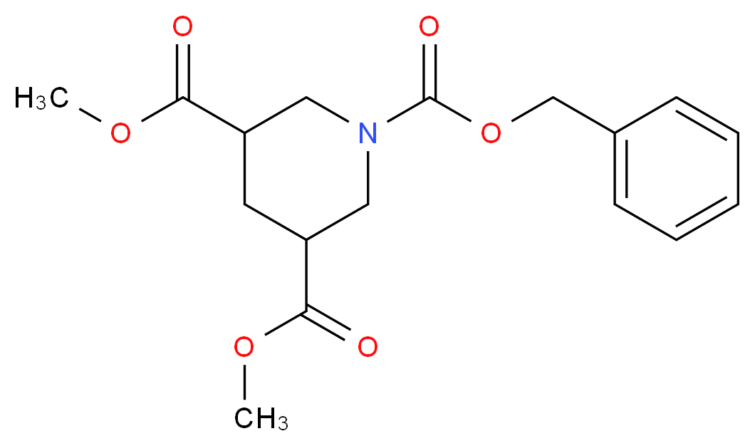 1-benzyl 3,5-dimethyl piperidine-1,3,5-tricarboxylate_分子结构_CAS_1221818-73-0