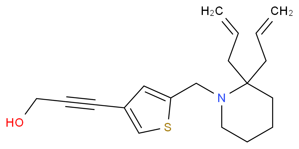 3-{5-[(2,2-diallylpiperidin-1-yl)methyl]-3-thienyl}prop-2-yn-1-ol_分子结构_CAS_)