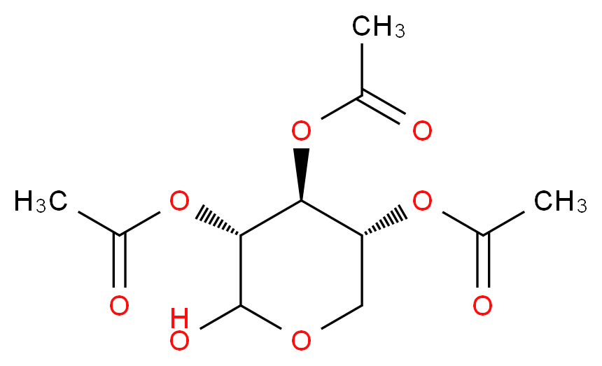 (3R,4S,5R)-3,5-bis(acetyloxy)-2-hydroxyoxan-4-yl acetate_分子结构_CAS_55018-54-7
