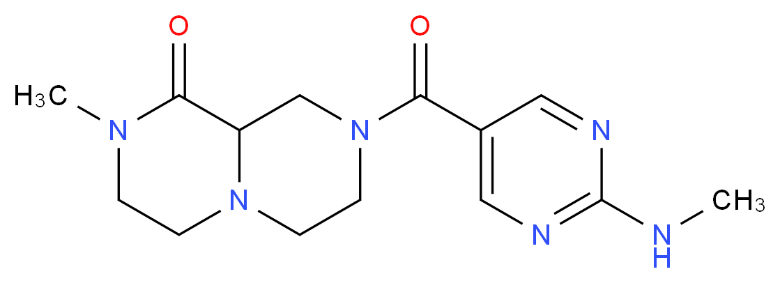 2-methyl-8-{[2-(methylamino)pyrimidin-5-yl]carbonyl}hexahydro-2H-pyrazino[1,2-a]pyrazin-1(6H)-one_分子结构_CAS_)