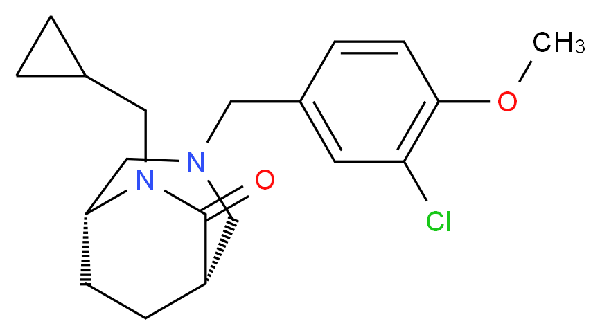 (1S*,5R*)-3-(3-chloro-4-methoxybenzyl)-6-(cyclopropylmethyl)-3,6-diazabicyclo[3.2.2]nonan-7-one_分子结构_CAS_)