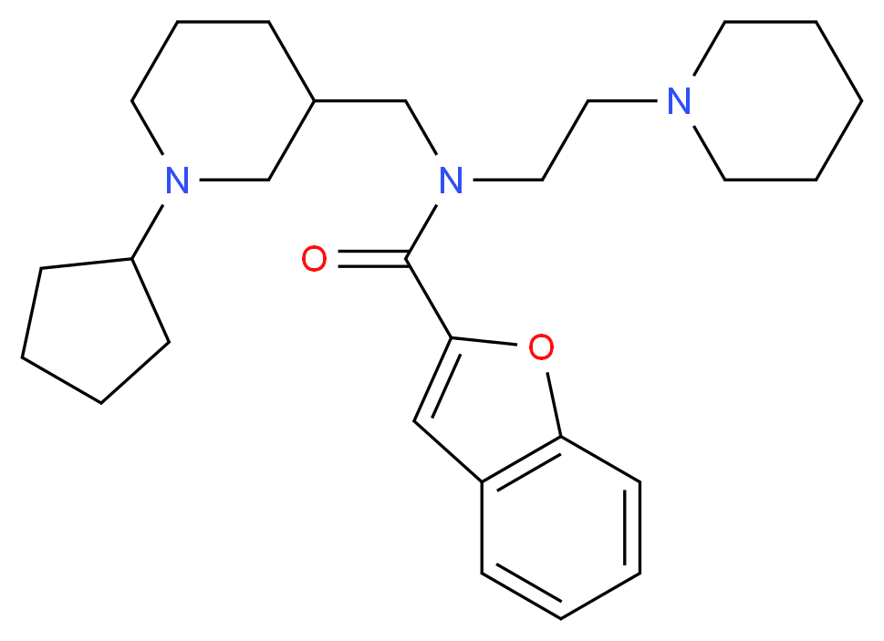 N-[(1-cyclopentyl-3-piperidinyl)methyl]-N-[2-(1-piperidinyl)ethyl]-1-benzofuran-2-carboxamide_分子结构_CAS_)