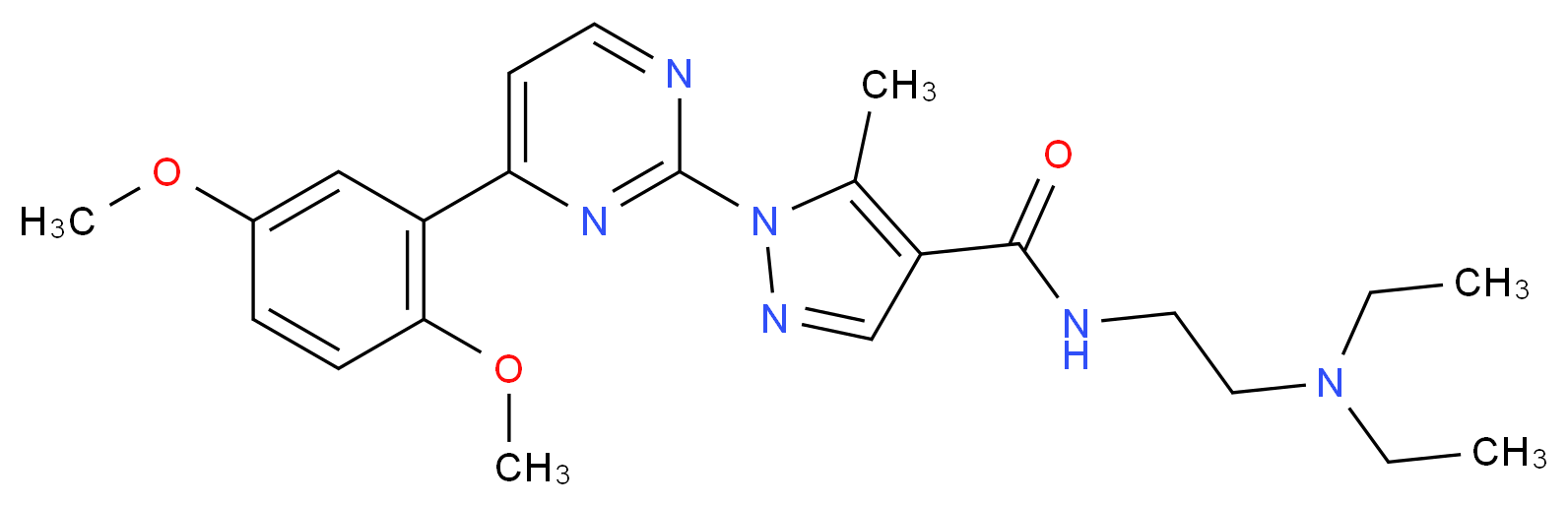 N-[2-(diethylamino)ethyl]-1-[4-(2,5-dimethoxyphenyl)-2-pyrimidinyl]-5-methyl-1H-pyrazole-4-carboxamide_分子结构_CAS_)